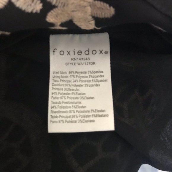 NWT- Foxiedox Black Embroidered off shoulder dress - Picture 6 of 7